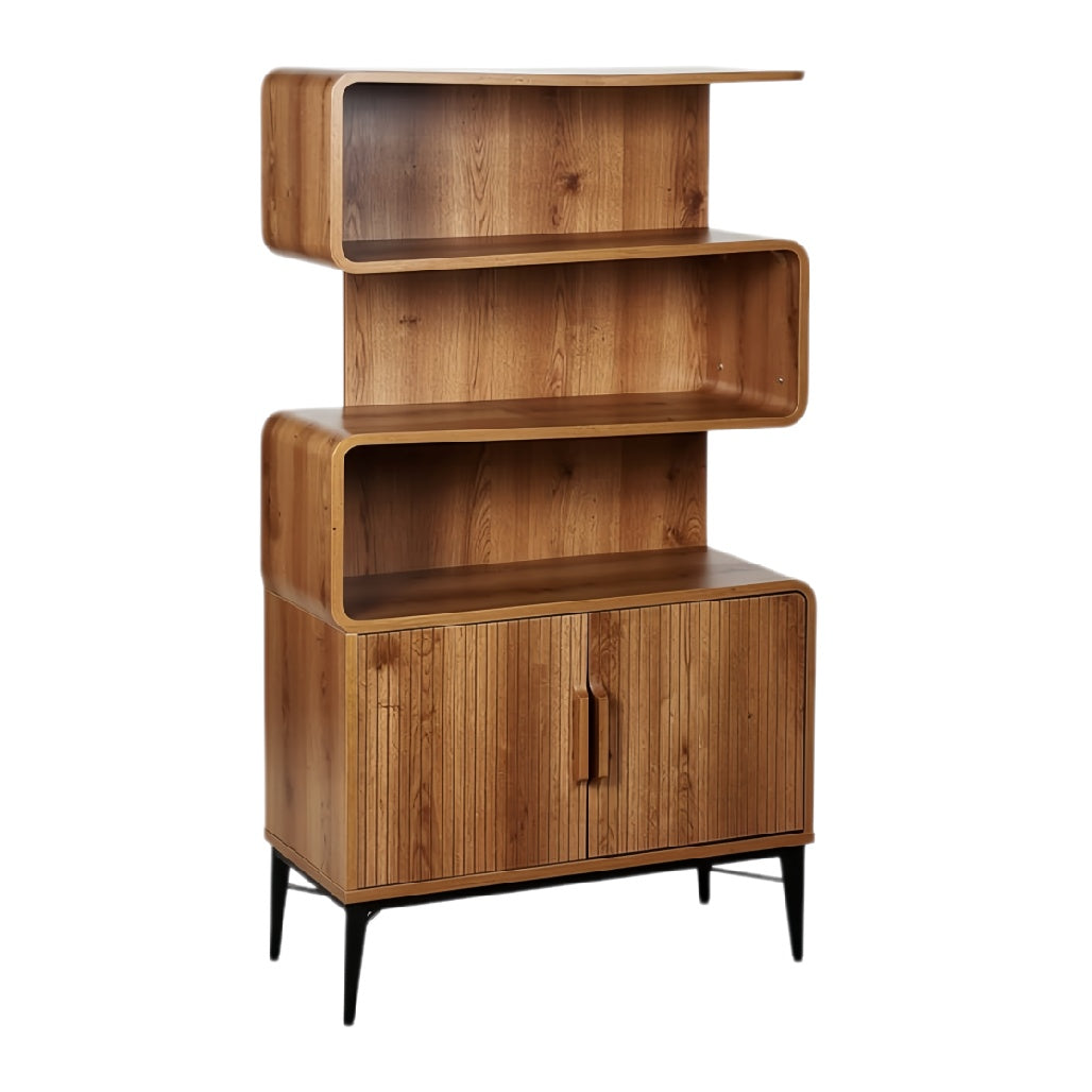 **Technische titel in het Nederlands: Moderne houten boekenkast met unieke vormgeving**