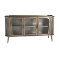 Technische titel in het Nederlands: **Moderne TV-kast met glazen deuren en metallic afwerking**