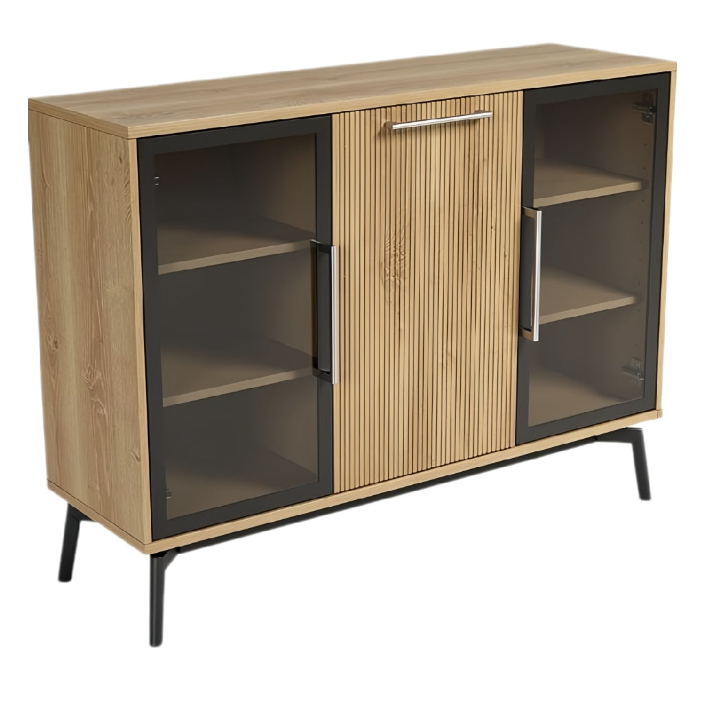 **Houten Dressoir met Glaze deuren en Minimalistisch Design**