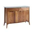 **Moderne houten kast met glazen bovenblad en lades**