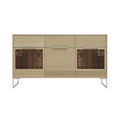 **Technische titel in het Nederlands: Moderne houten dressoirkast met metalen accenten**