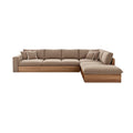 **Modulaire L-divano met houten onderstel en kussens**