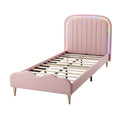 **Technische titel in het Nederlands: "Roze Bed met LED- Hoofdbord en Lattenbodem"**